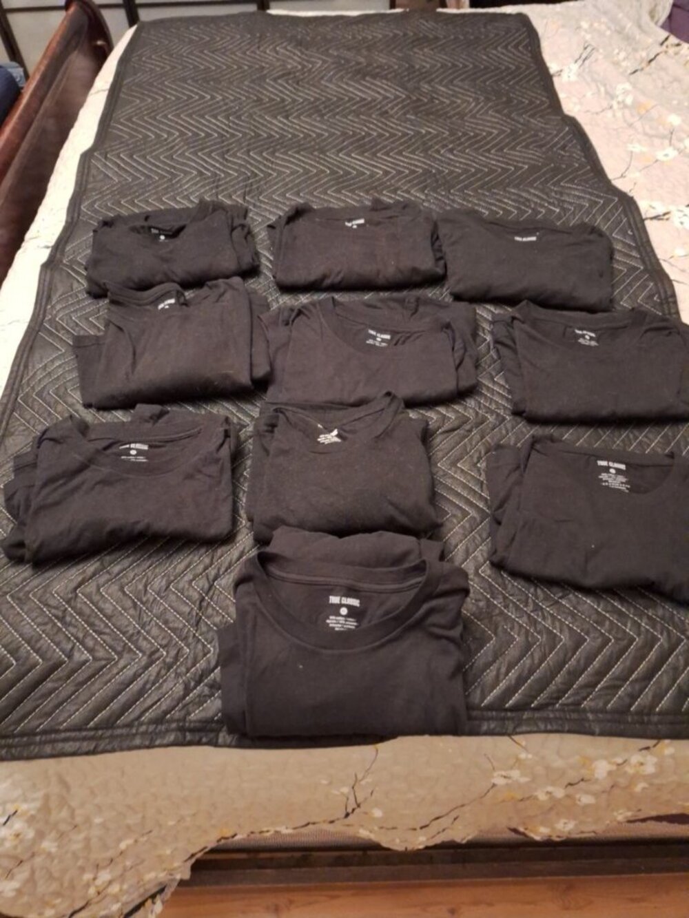 Bundle of 10 True Classic Men’s Black T-Shirts Size XL Cotton Blend Crew Neck Te - Picture 3 of 3